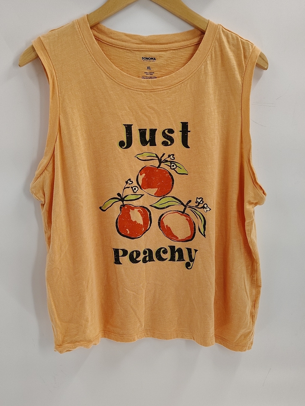 Sonoma Tank Size XL Just Peachy Graphic Quirky Tee Peach